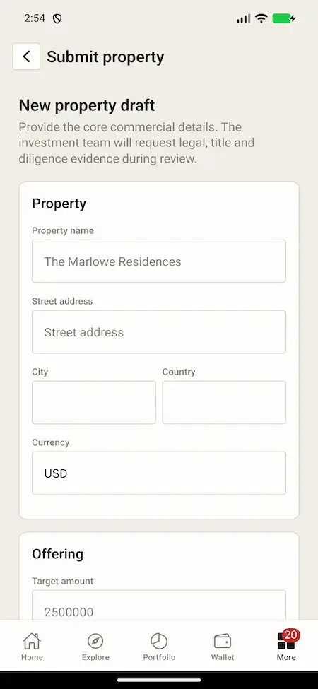 White Label Real Estate Crowdfunding Platform 36 04 submit property