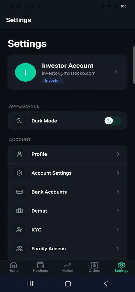 Groww Clone 18 06 settings