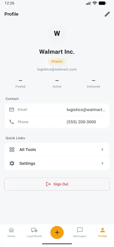White Label Load Board Software 19 DAT load board shipper mobile company profile with contact and load information