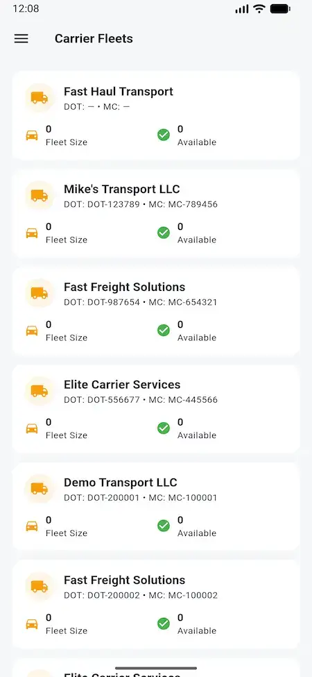White Label Load Board Software 38 DAT load board broker mobile carrier-fleet directory with ratings, equipment, and availability