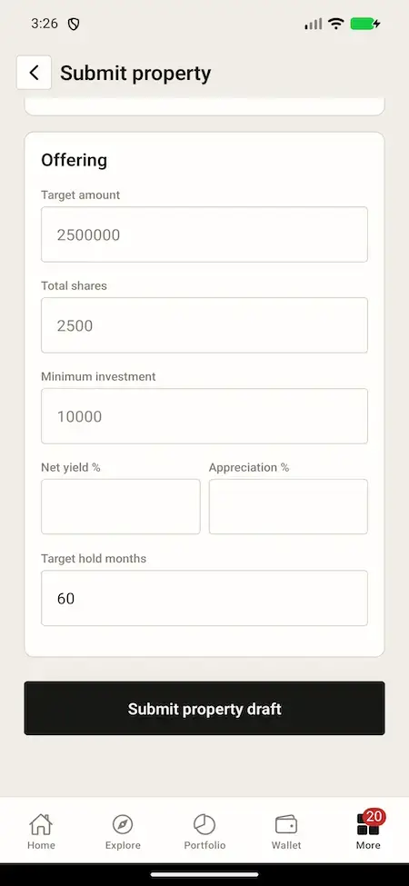 White Label Real Estate Crowdfunding Platform 32 08 submission financials