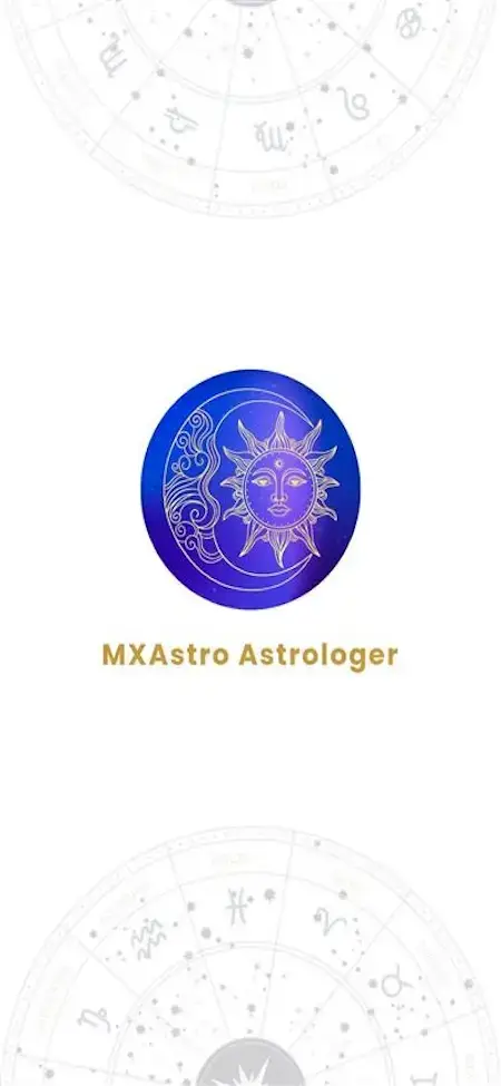 AstroSage Clone 27 Astrotalk Clone mobile splash screen with the MXAstro astrologer brand mark