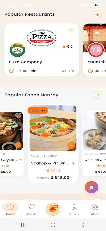 ChowNow Clone 15 UberEats Clone Popular Restaurants and Foods showing popular restaurant cards and nearby dish recommendations with prices