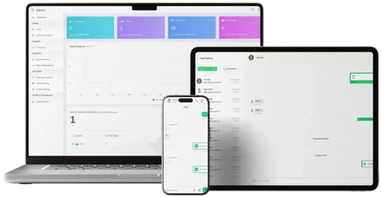 White Label Messaging App 50 Cross-platform messaging solution with admin dashboard, web chat, mobile messaging, and audio and video calling.