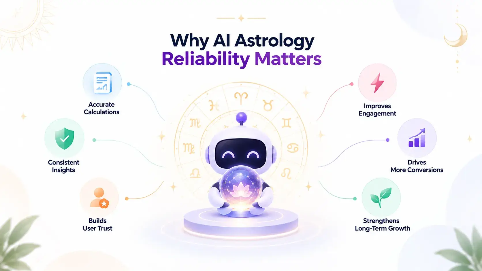 What Makes AI Astrology Reliable? Kundli Calculations, Planetary Data, and Interpretation Accuracy 1 AI astrology reliability with accurate calculations, consistent insights, user trust, engagement, and conversions