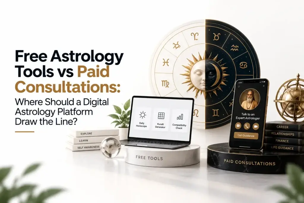 Free astrology tools and paid consultations compared on a digital astrology platform