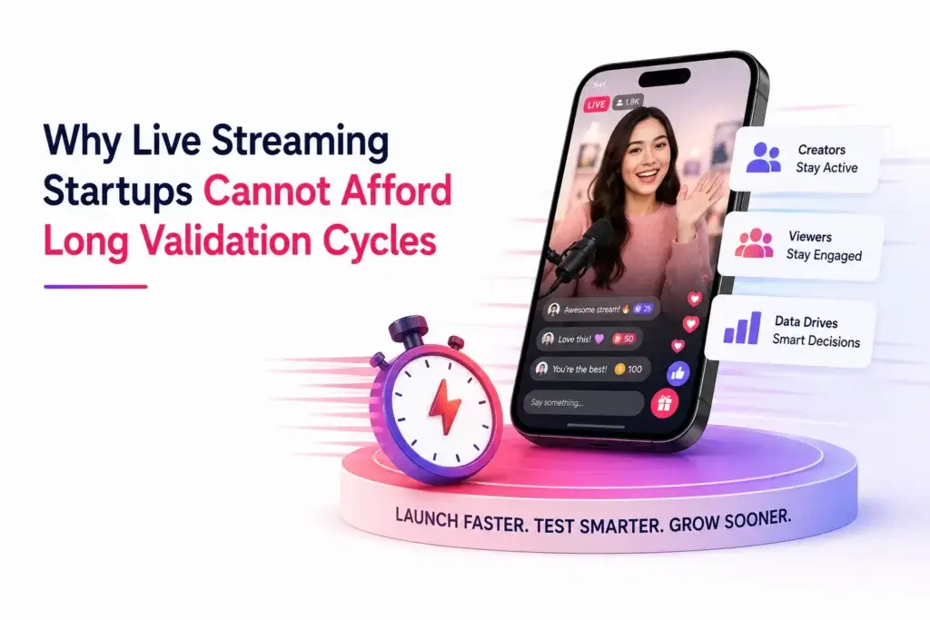 Why Startups Choose a Ready-Made Live Streaming Entertainment Platform Over Custom Development 1 Live streaming startup validation showing creator activity, viewer engagement, real-time data, and faster platform testing for growth