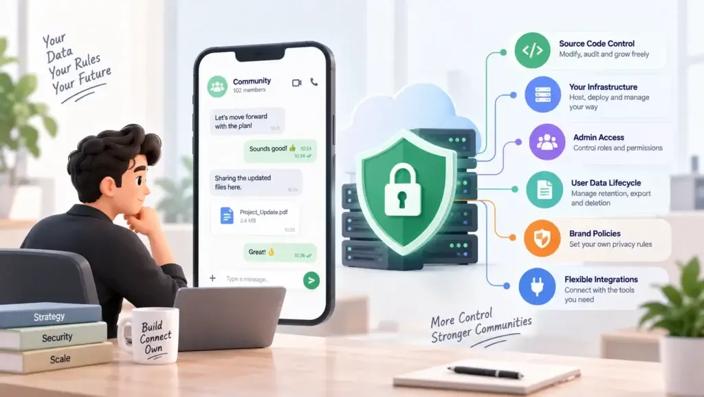 Messaging Platform Privacy Strategy: End-to-End Encryption, Data Ownership, and User Trust 1 Messaging platform data ownership with source code control, private infrastructure, admin access, user data management, and flexible integrations.
