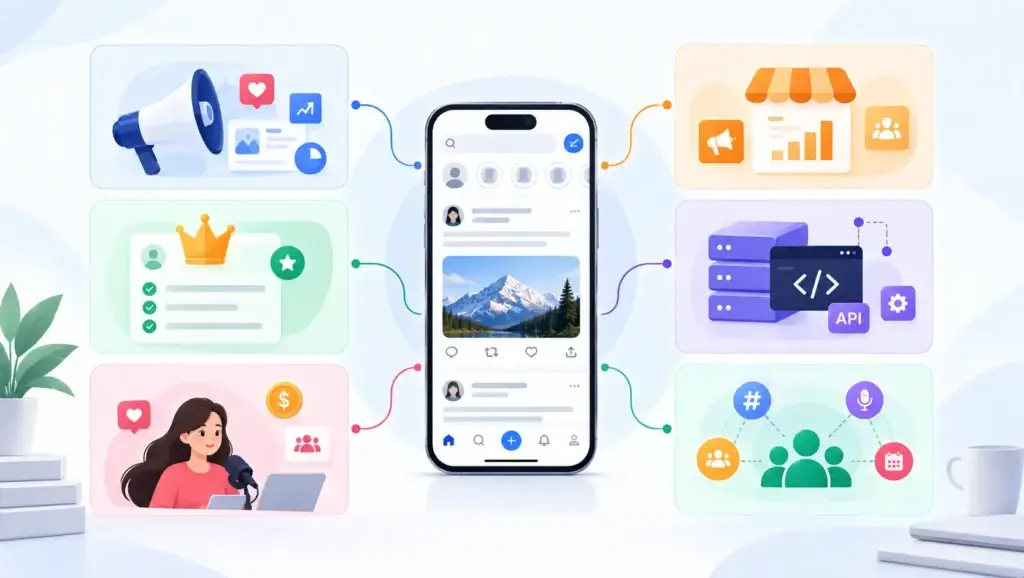 Real-Time Microblogging Platform Business Model: How Users, Creators, Advertisers, and Platform Services Connect 1 Microblogging platform revenue streams from advertising, premium subscriptions, creator monetization, APIs, and communities