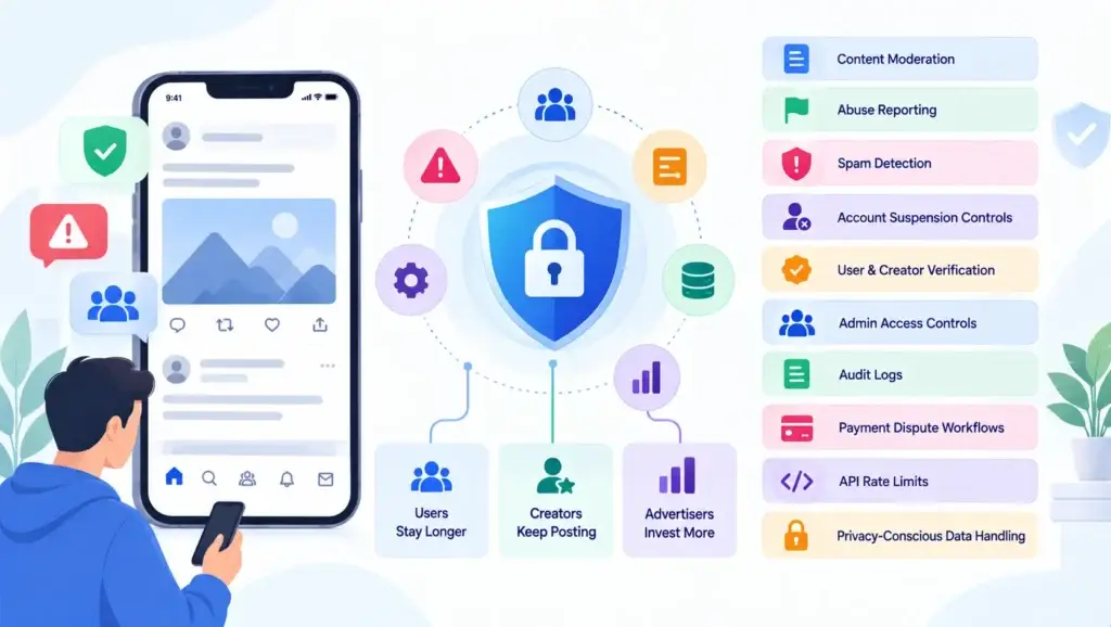 Real-Time Microblogging Platform Business Model: How Users, Creators, Advertisers, and Platform Services Connect 2 Trust and safety controls protecting users, creators, advertisers, and revenue on a microblogging platform