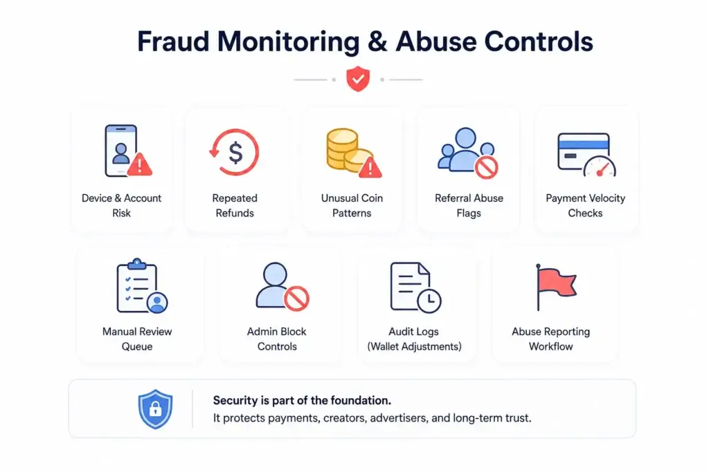 What Payment Infrastructure Does a Microdrama Streaming Platform Need for Global Expansion? 2 Microdrama payment infrastructure fraud monitoring and abuse controls for refunds, coin activity, referrals, payments, and admin security.