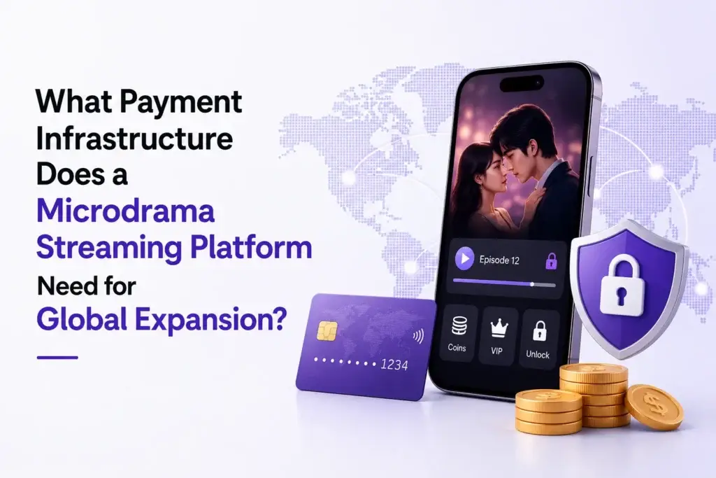 Microdrama payment infrastructure for global expansion with coin payments, VIP access, secure transactions, and international billing.