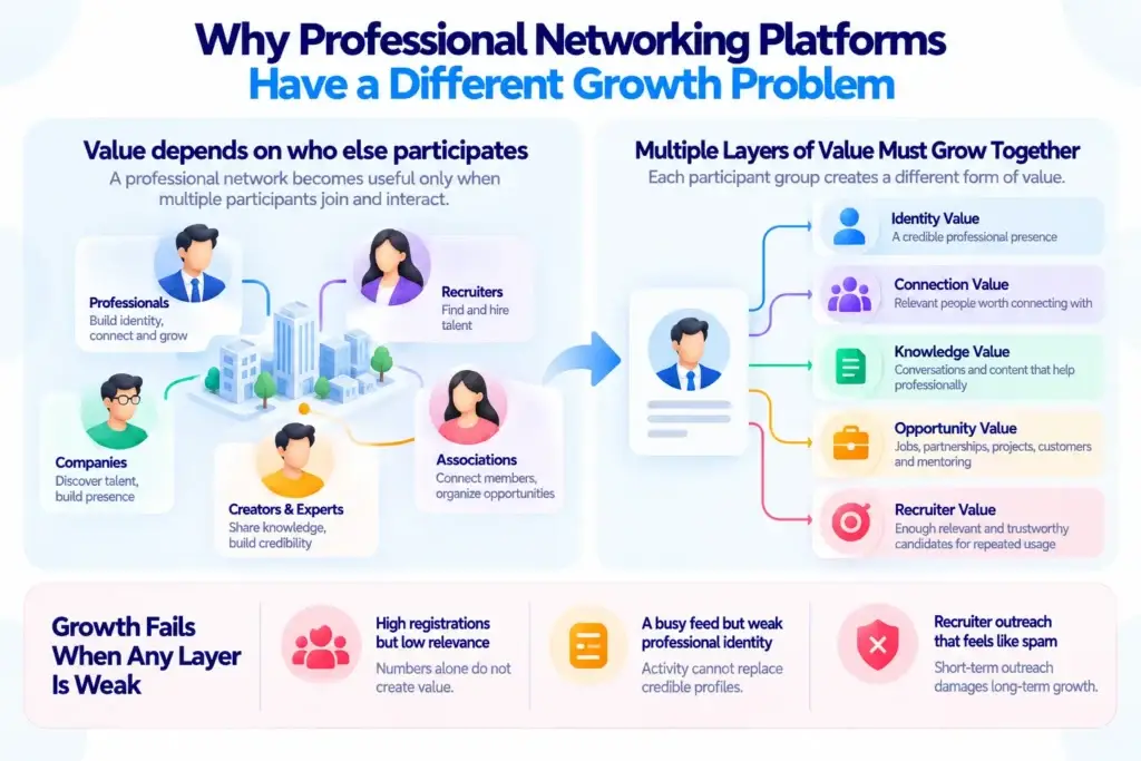 Growth Strategy for a Professional Networking Platform: Member Acquisition, Network Activity, and Recruiter Demand 1 Why professional networking platforms have a different growth problem