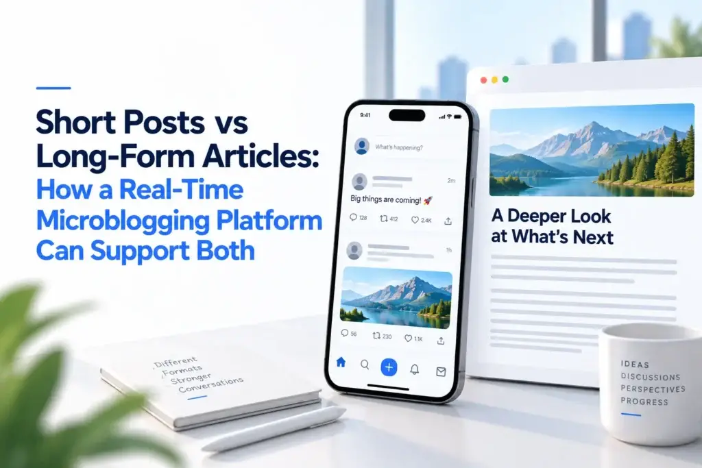 Short posts vs long-form articles on a real-time microblogging platform
