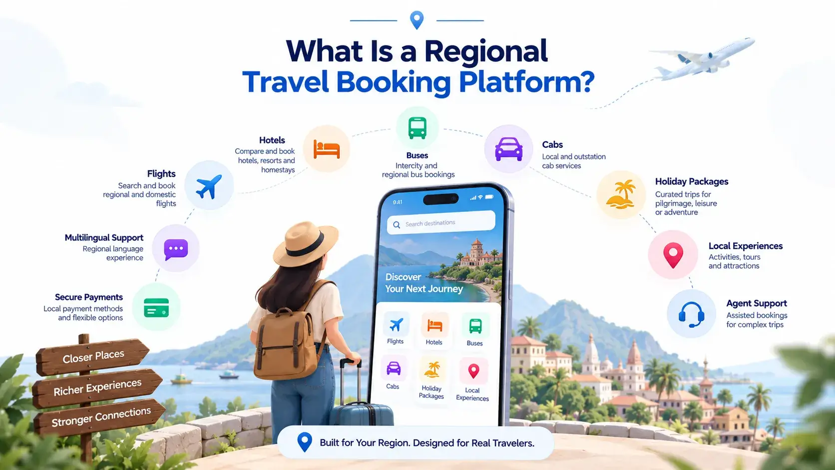 What Features and Cost Factors Matter Most When Planning a Regional Travel Booking Platform? 1 Regional travel booking platform with flights, hotels, buses, cabs, and local experiences
