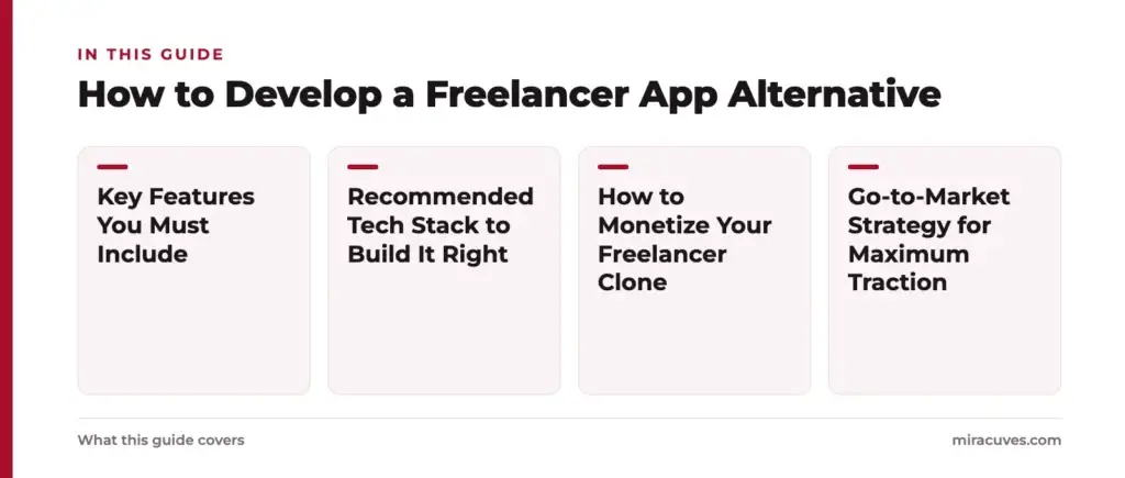 How to Develop a Freelancer App Alternative 1 How to Develop a Freelancer App Alternative: Key Features You Must Include, Recommended Tech Stack to Build It Right, How to Monetize Your Freelancer Clone, Go-to-Market Strategy for Maximum Traction