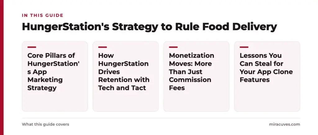 HungerStation’s Strategy to Rule Food Delivery 1 HungerStation's Strategy to Rule Food Delivery: Core Pillars of HungerStation's App Marketing Strategy, How HungerStation Drives Retention with Tech and Tact, Monetization Moves: More Than Just Commission Fees, Lessons You Can Steal for You