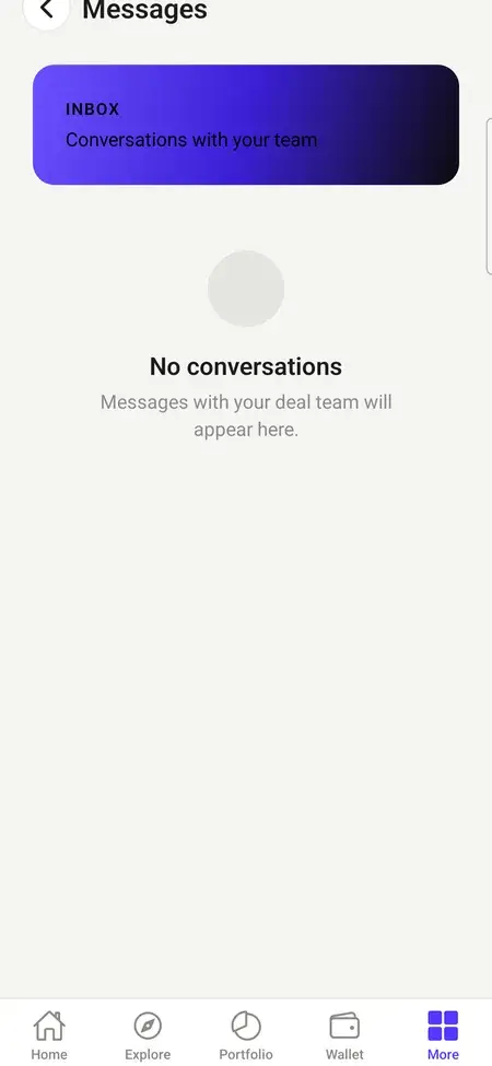 MXPropstake agent app inbox for conversations between an agent and their deal team