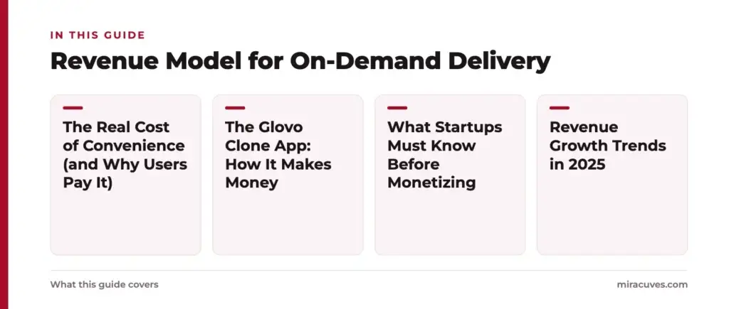 Revenue Model for On-Demand Delivery 1 Revenue Model for On-Demand Delivery: The Real Cost of Convenience (and Why Users Pay It), The Glovo Clone App: How It Makes Money, What Startups Must Know Before Monetizing, Revenue Growth Trends in 2025