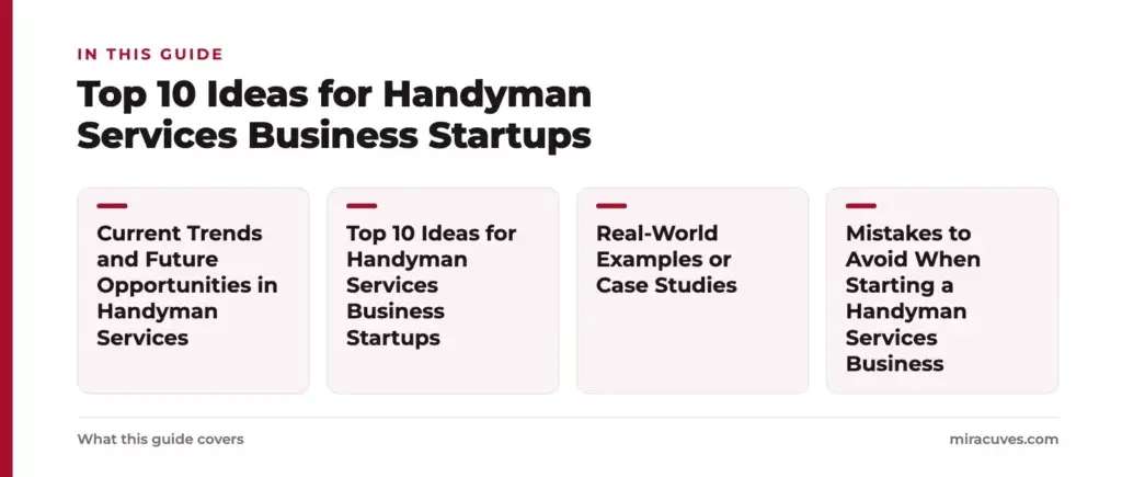 Top 10 Ideas for Handyman Services Business Startups 5 Top 10 Ideas for Handyman Services Business Startups: Current Trends and Future Opportunities in Handyman Services, Top 10 Ideas for Handyman Services Business Startups, Real-World Examples or Case Studies, Mistakes to Avoid When Starting a
