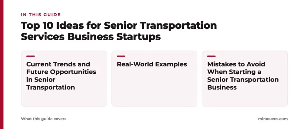 Top 10 Ideas for Senior Transportation Services Business Startups 1 Top 10 Ideas for Senior Transportation Services Business Startups: Current Trends and Future Opportunities in Senior Transportation, Real-World Examples, Mistakes to Avoid When Starting a Senior Transportation Business