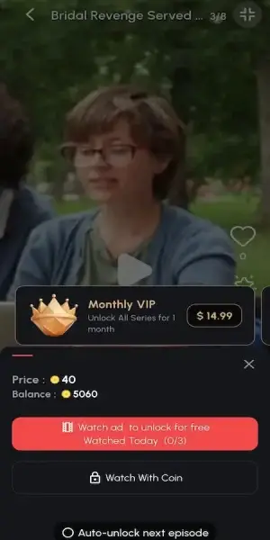 MXReelShort mobile locked episode with VIP, ad and 40-coin unlock choices