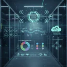 A futuristic graphic highlights Marketing Automation Setup with icons and flowcharts for lead nurturing, customer segmentation, personalized journeys, omnichannel messaging, CRM, and data syncing over a data center hallway.