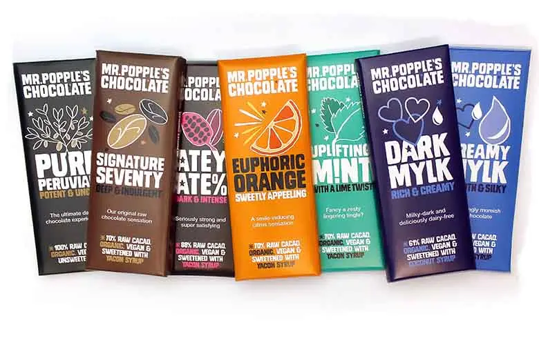 Group of seven Mr Popple's Chocolate bars