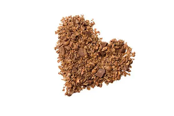 grated chocolate in a heart shape