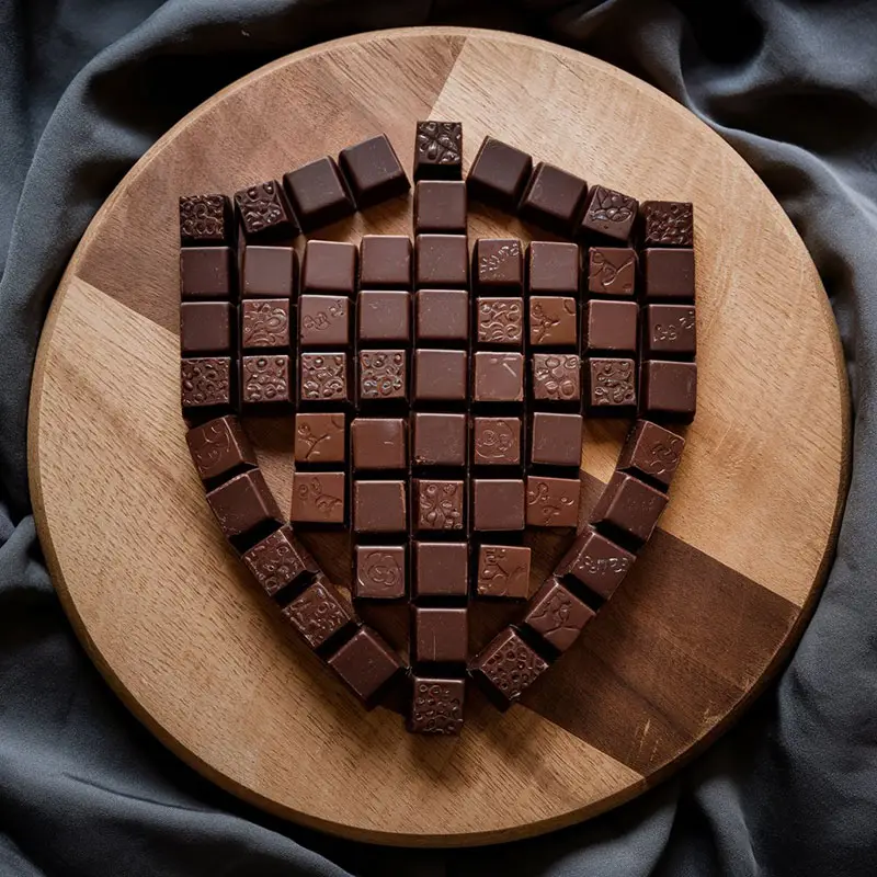Antioxidant rich chocolate in the shape of a shield