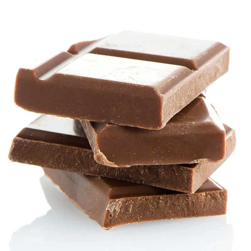Closeup of chocolate parts stacked up