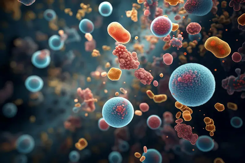 3D illustration of gut friendly probiotics and bacteria in the gut microbiome