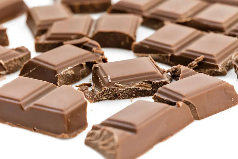 Vegan milk chocolate bar close up