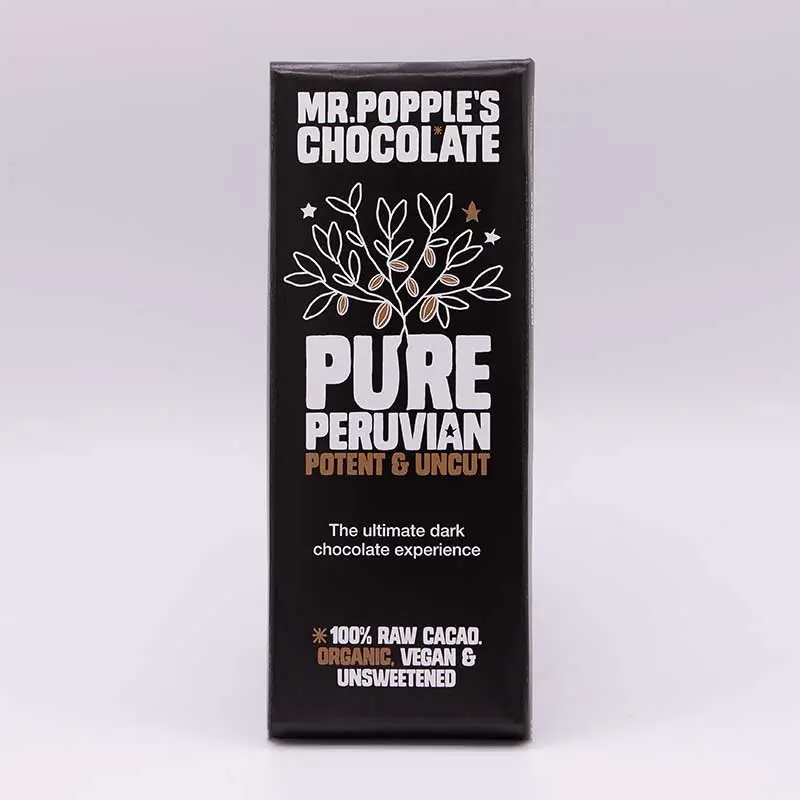 100 Percent Chocolate Bar Pure Peruvian Raw Cacao white bg square JA