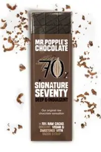 35g Signature Seventy 70% Dark Chocolate bar, sugar free, sweetened with yacon syrup and lucuma fruit