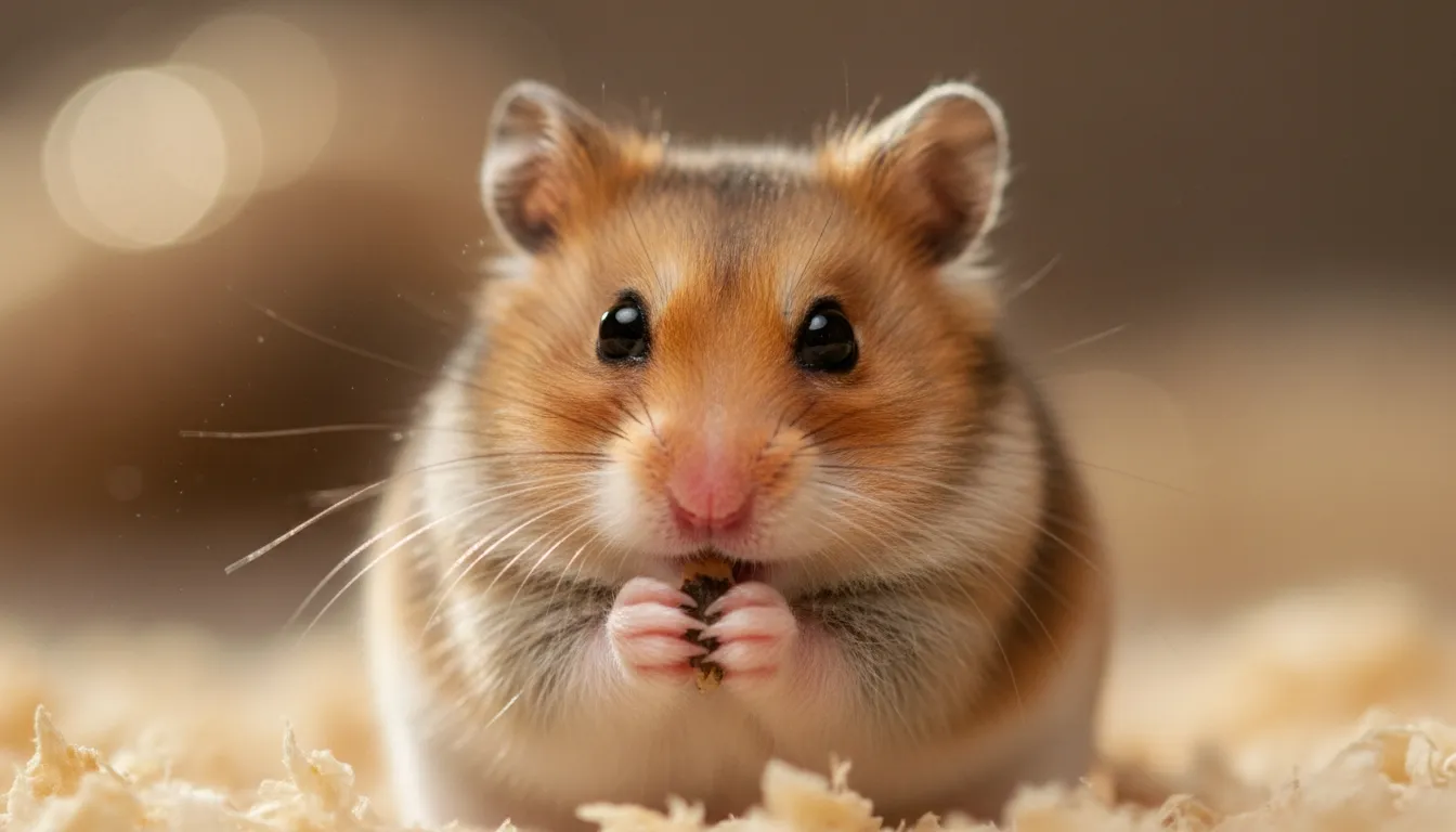 Hamster holding food between its paws