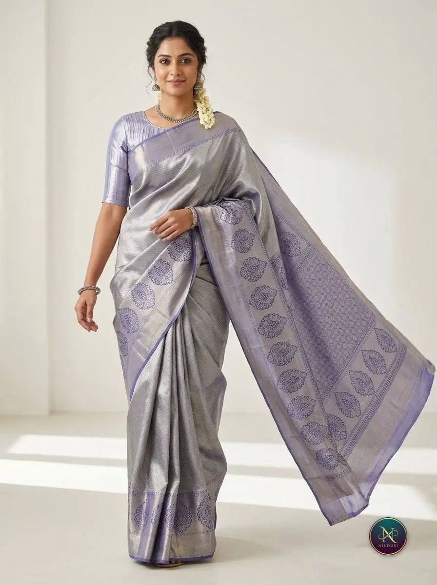 Lavender Mauve Pure Kanchi Pattu Saree