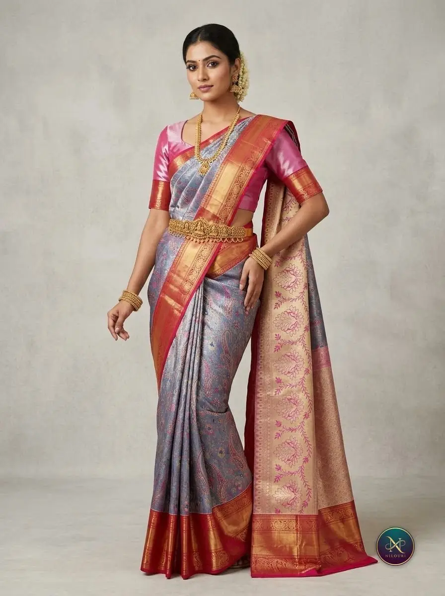 Lavender Ruby Pattu Silk Saree