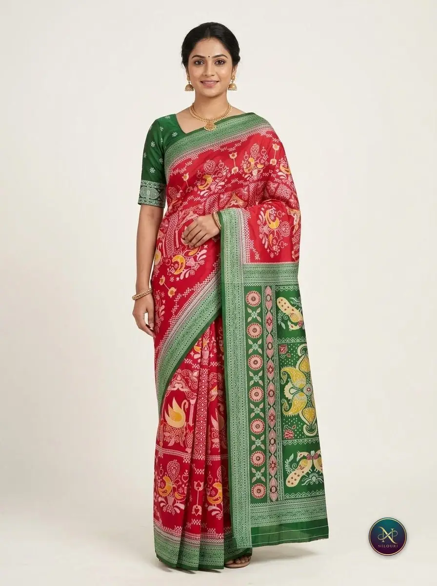 Red Green Fancy Saree