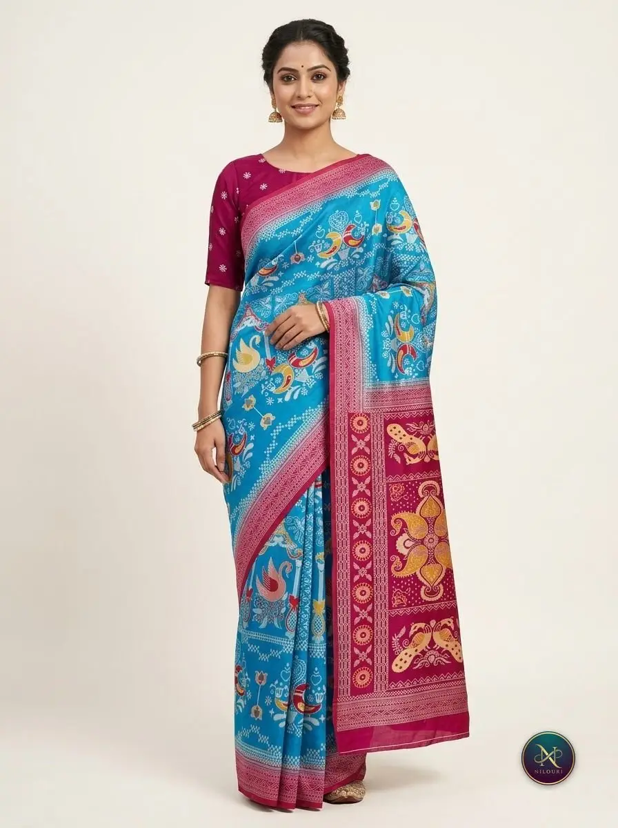 Sky Blue Rani Fancy Saree