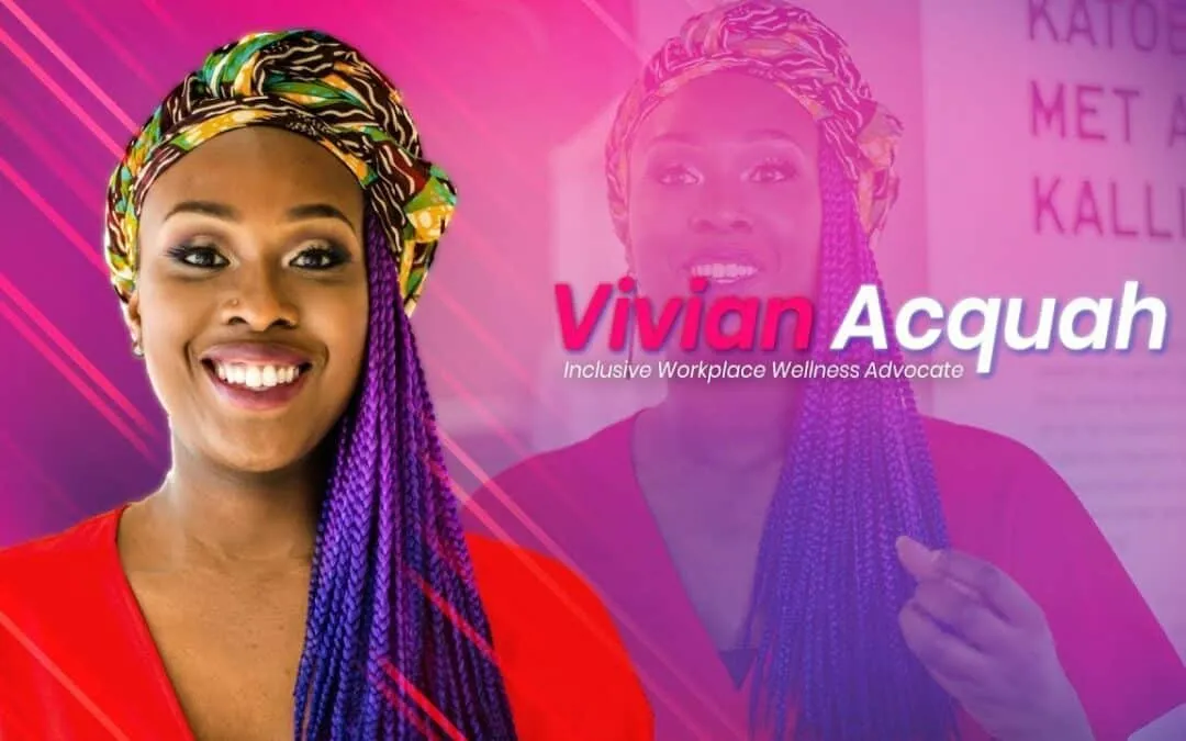 Woman in colorful headwrap and braids with pink overlay