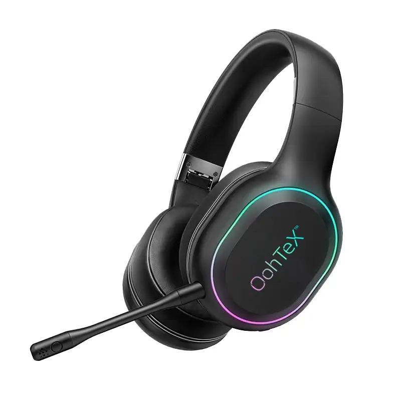 OohTeX Bluetooth Headsets Over Ear Game Wireless/Wired/TF with Mic 60H Play Time Hi-Fi Deep Bass HD Stereo Sports RGB Active Noise Cancelling Foldable Headset for Cell Phone/PC (OT-80X) - Image 4