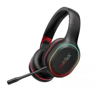 OohTeX Bluetooth Headsets Over Ear Game Wireless/Wired/TF with Mic 60H Play Time Hi-Fi Deep Bass HD Stereo Sports RGB Active Noise Cancelling Foldable Headset for Cell Phone/PC (OT-80X)
