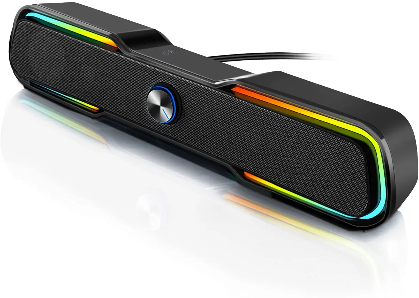 OohTeX RGB Soundbar Computer Speakers,RGB Gaming Speakers for PC, Laptop, Tablet, Smartphones, Wired USB Powered Sound Bar with Bluetooth Connection & Enhanced Stereo Bass, with Dual-Channel LED Lighting Changes Desktop Speakers (OT-RGBSB)