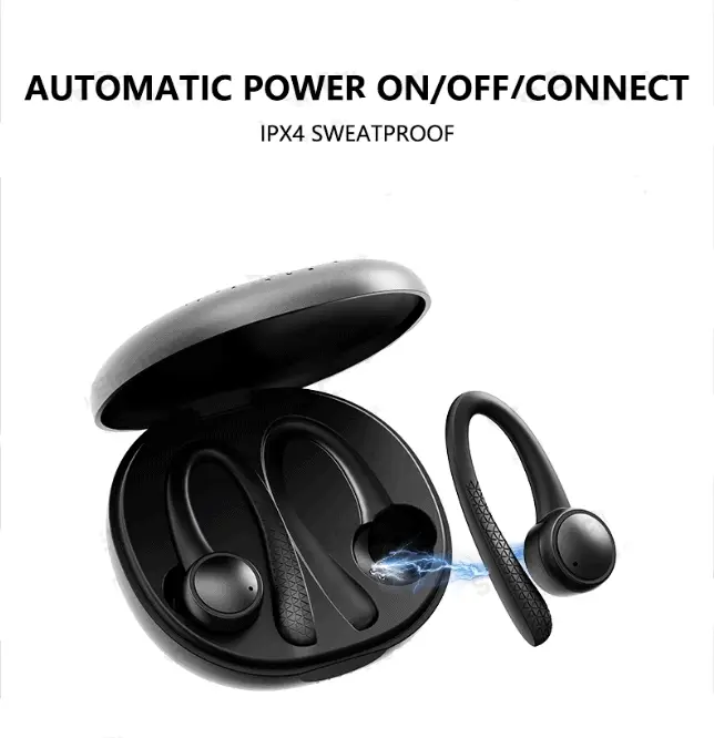 OohTeX Wireless Bluetooth 5.0 Earbuds with Fast Charging Case, AptX Deep Bass Stereo, Sports Wireless Headset Built-in Mic for Running Yoga, Black (BT-T7 PRO) - Image 3