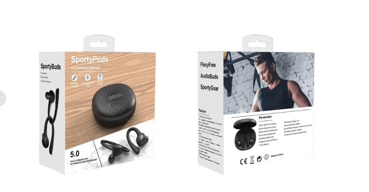 OohTeX Wireless Bluetooth 5.0 Earbuds with Fast Charging Case, AptX Deep Bass Stereo, Sports Wireless Headset Built-in Mic for Running Yoga, Black (BT-T7 PRO) - Image 4