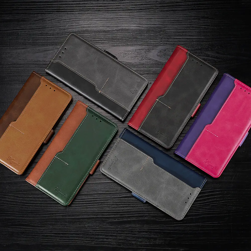 OohTeX High-quality Leather Phone Case Shockproof Flip-in Card Contrast color Leather Phone Case(PZS)