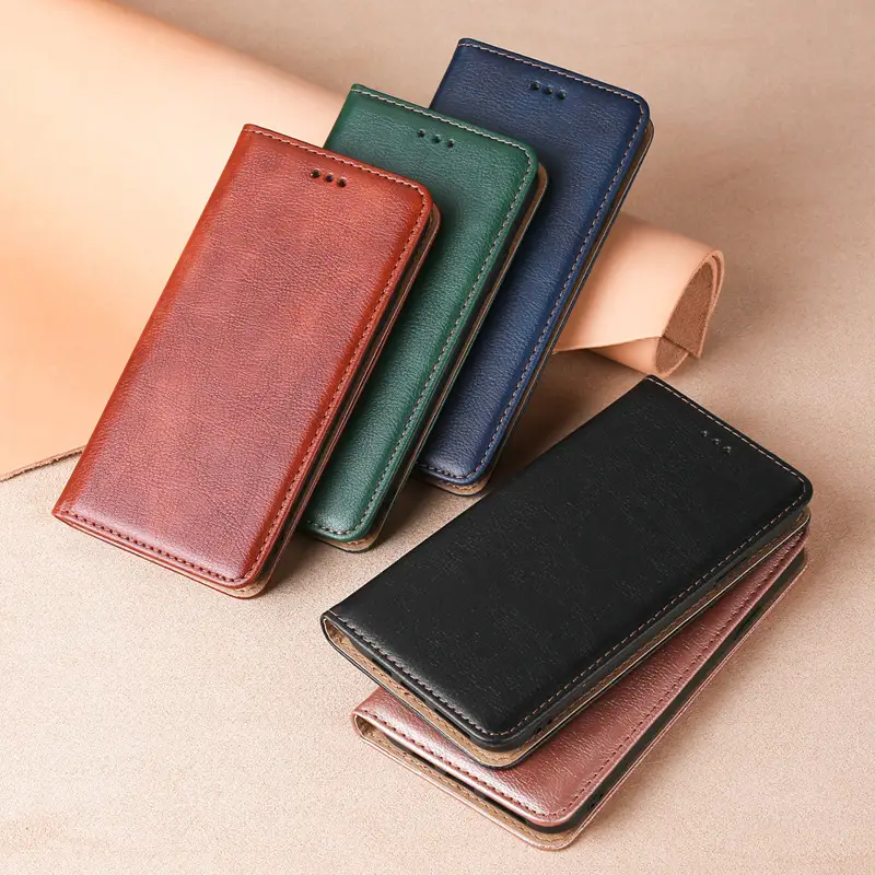 OohTeX Vintage Soft PU TPU Silicone Magnetic Cards Leather Wallet Mobile Covers(PCS)