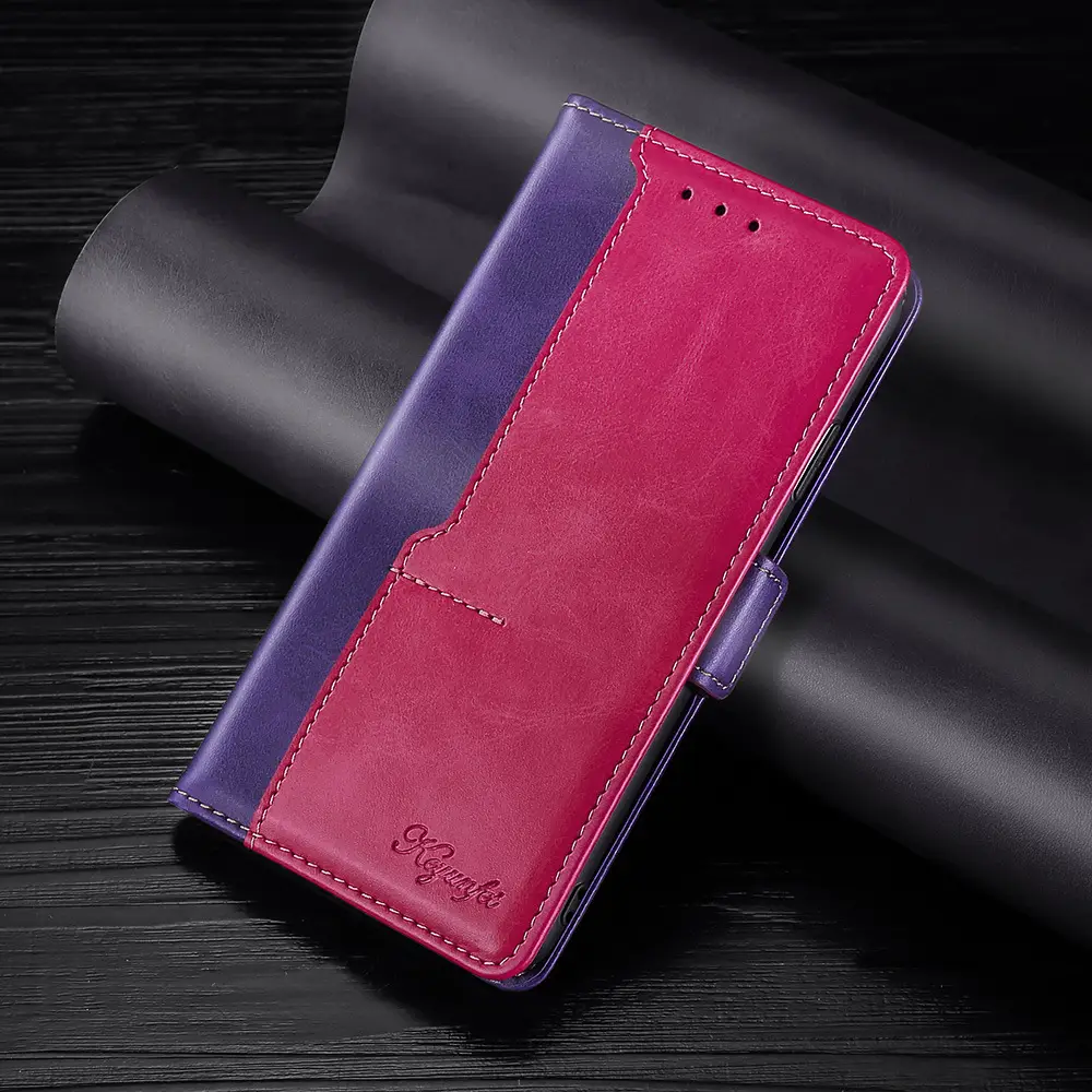 OohTeX High-quality Leather Phone Case Shockproof Flip-in Card Contrast color Leather Phone Case(PZS) - Image 3