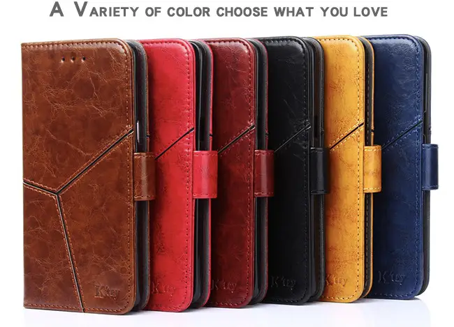 OohTeX High-quality Leather Geometry Phone Case Shockproof Flip-in Card Leather Phone Cover(PJH)